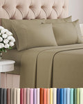 Queen 6 Piece Sheet Set - Comfy Breathable & Cooling - Ultra Soft Hotel Luxury Bedding Set w/ 8-16 Inch Deep Pockets - 1 Flat & 1 Fitted Sheet & 4 Pillowcases - Cozy, Wrinkle Free & Easy Care - Khaki