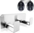 Double Utility Hook Dual Helmet Holder Suspended Aluminum Storage Rack Suitable for Trailer Garage Shop Motorcycle ATV Silver