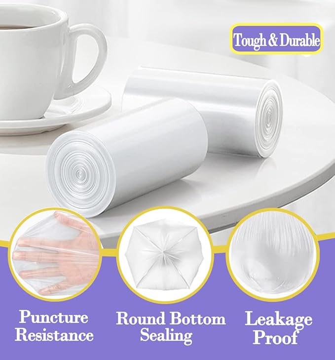 3 Gallon 180pcs Small Multi Trash Bags Strong Garbage Bags, Bathroom Trash Can Bin Liners, Plastic Bags for Office, Waste Basket Liner, Fit 10-13 Liter, 2.6,3,Gal（3M180-6M)