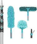 TelesPro 30 Foot High-Reach Duster Kit with 6-24FT Extendable Pole - High Ceiling Duster Cleaning Kit with Telescopic Pole,Cobweb Duster, Window Squeegee, Microfiber Feather Duster