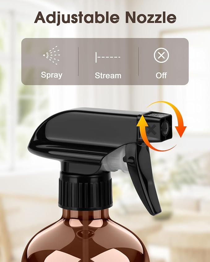 Bontip Glass Spray Bottle with Silicone Sleeve Protection, Amber Glass Spray Bottle Set for Window Cleaner Aromatherapy Facial Hydration Watering Flowers Hair Care 2 Pack/16 oz (White, 16 oz)