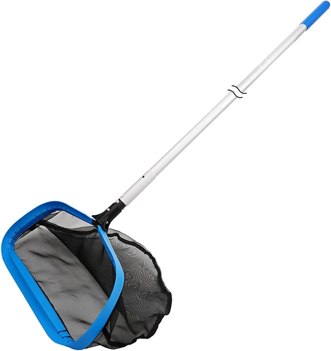 17.5'' Self-repair Pool Net with Pole 10 Ft Thick Aluminum 8 Sections Detachable Pool Poles & Nylon Fine Mesh Netting Bag Wear Resistant Pool Skimmer Net Leaf Rake for Above Ground In-ground Pools