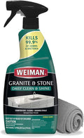 Weiman Disinfectant Granite Cleaner and Polish With Microfiber Cloth - Safely Clean Disinfect and Shine Granite Marble Soapstone Quartz Quartzite Slate Limestone Corian Laminate Tile Countertop