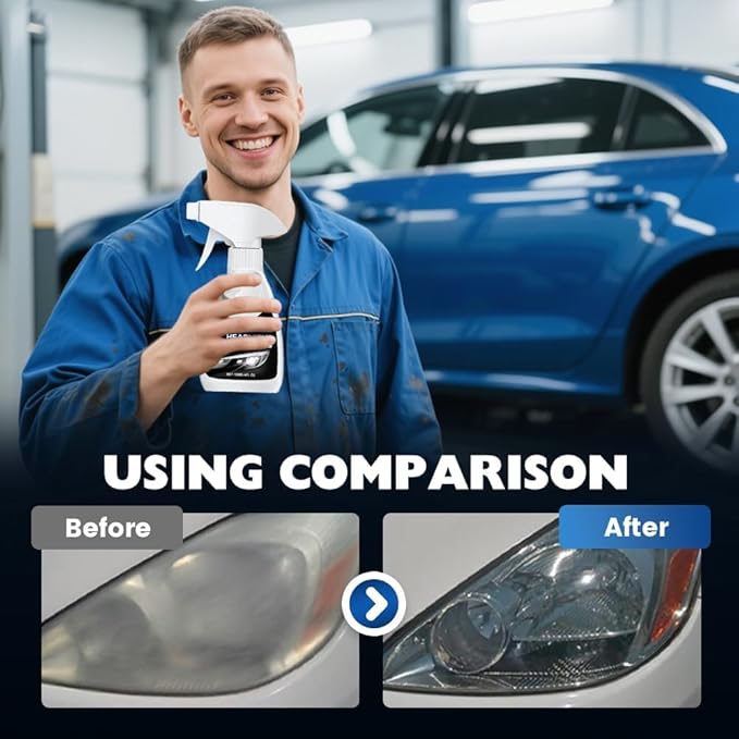 2025 Automotive Headlight Restoration Kit,Headlight Cleaner for Cars,Headlight Refurbishing Kit,Headlight Refurbishing Agent with Headlight Protective Agent,Towel,Sponge