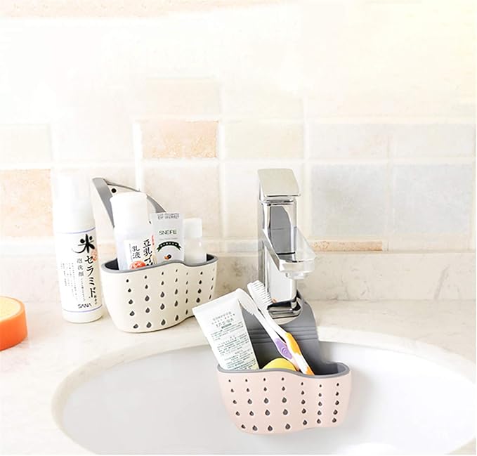 YYaaloa Sink Basket Sink Strainers Basket Kitchen Drain Shelf Sink Storage Holder (Style 2- Beige)