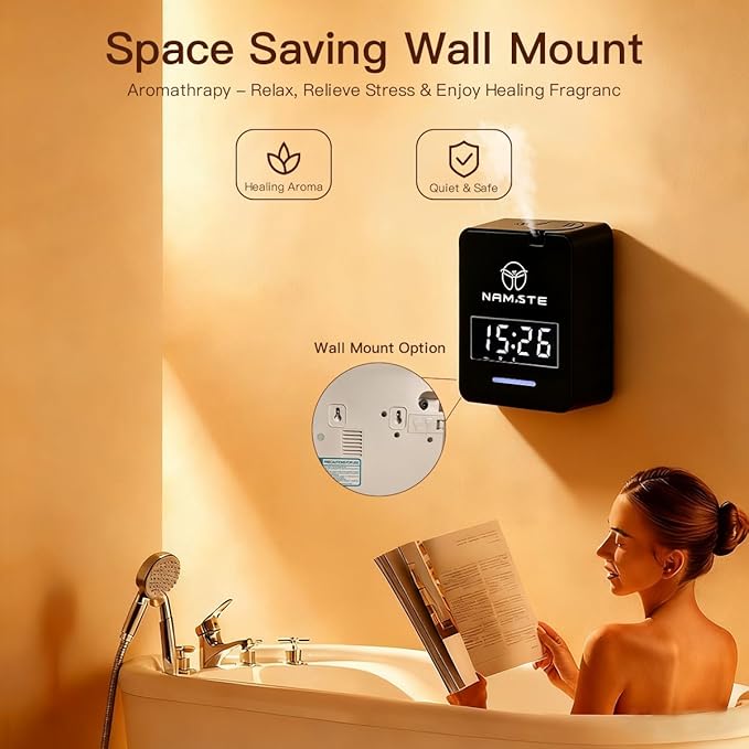 Smart Waterless Diffuser HVAC Scent Machine with Clock & Bluetooth Control 3000 Sq.Ft - Essential Oil Level Monitoring 300ML Diffusers Cold Air Tech for Large Room Home Office Aromatherapy