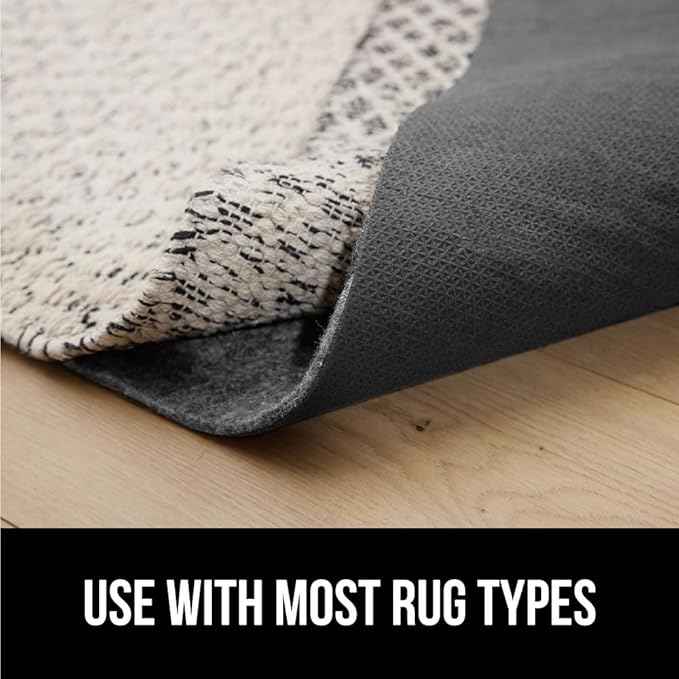 GORILLA GRIP Felt and Natural Rubber Stay in Place Slip Resistant Rug Pad, 1/8in Thick 2x10 FT Protective Padding for Under Area Rugs, Cushioned Gripper Pads, Carpet Runners Hardwood Floors Protection