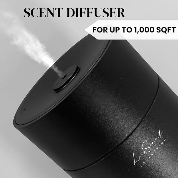 Aroma Scent Diffuser Starter Kit for Up to 1000SQ. FT. Coverage - 120ML Waterless Essential Oil Scent Included - Luxury Aroma Diffuser Ideal for Home, Office & Hotel (Black, Velvet Veil)