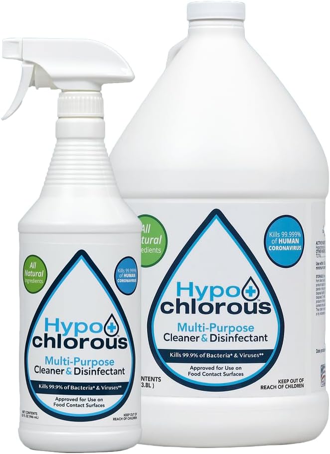 Hypo+Chlorous Hypochlorous Acid Spray For Home 32oz - Cleaner & Disinfectant – Safe for Kids & Pets – Multi-Purpose Hypochlorous Acid Cleaner – Eco-Friendly HOCl Spray