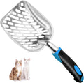 Apidgrowth Cat Litter Scoop-Metal Cat Scooper-Long Handle Scoop,Cat Scooper-Poop Sifting-Mesh Shovel-Suitable for Cat Litter Box(Blue)-Christmas