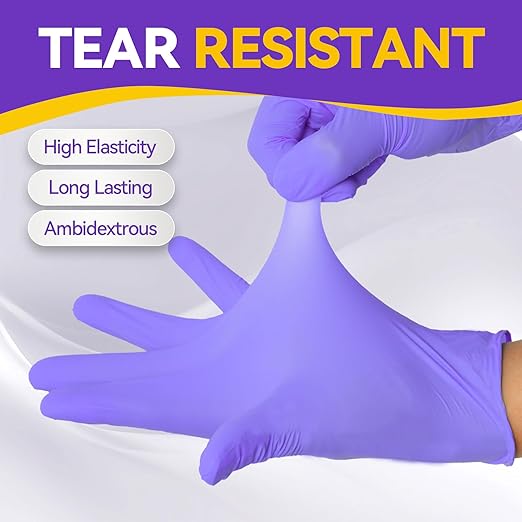 Basic Nitrile Exam Gloves, Medical Violet Blue Gloves Disposable Latex Free Medium Powder-Free For Exam, Food Prep Cleaning, 100 Pcs, M, NGPF1035
