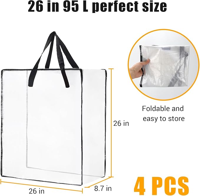 Wreath Storage Bag 4 Packs, 26 Inches 95 L Wreath Storage Container for Home Storage, Storage Bag for Spring Summer Christmas Wreath Decorations or Clothing Blanket Comforters Bed Sheets Pillows