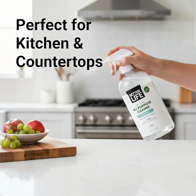Better Life All Purpose Cleaner - Multipurpose Plant Based Home and Kitchen Cleaning Spray for Glass, Countertops, Appliances, Upholstery & More - Multi-surface Spray Cleaner - 24oz Unscented