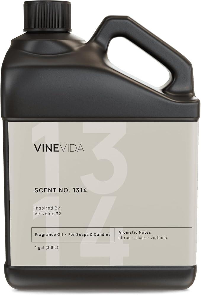 VINEVIDA Scent NO. 1314 Fragrance Oil - 1 Gallon (8lbs) - Inspired by: Verveine 32 Fragrance Oil for Candle Making - Made in USA Candle Scents Scents for Soap Making