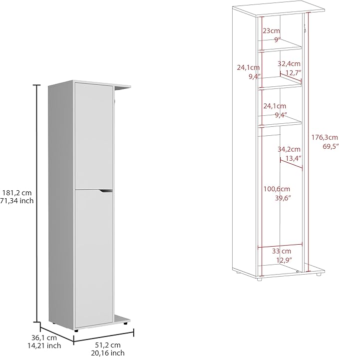 Freestanding Austin Storage Closet in White - Ideal for Organizing Brooms, Cleaning Products, and More with Sturdy Construction