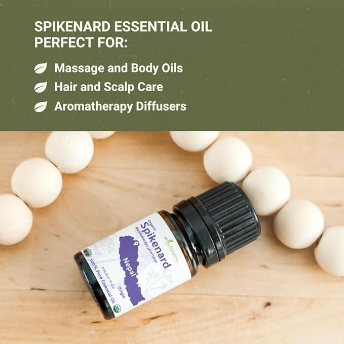 Organic Spikenard Essential Oil - Direct from Annapurna Aroma Nepal - Steam Distilled - Aceite de Nardo for Aromatherapy, Massage, Diffuser, DIY Candle and Soap Making - 2lbs