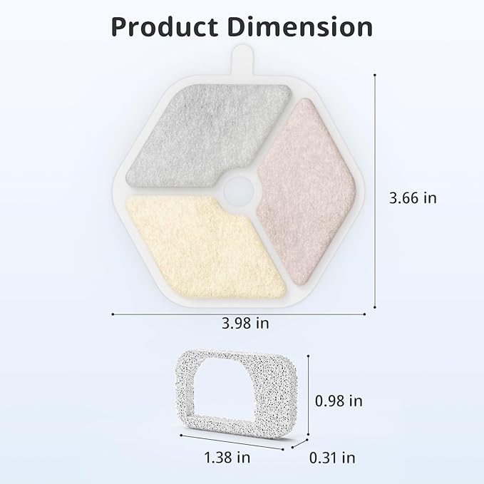 Cat Water Fountain Filter Pet Drinking Fountain Filter & Sponges for 152oz/4.5L Wireless Cat Water Fountain,Triple Filtration System for PTM-643 models, 9 Pack (9 Filters and Sponges)