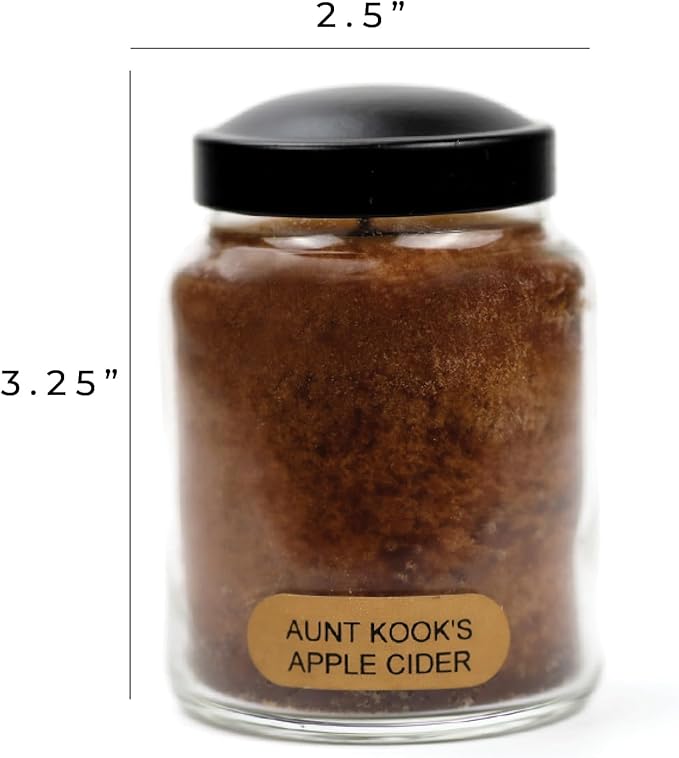 A Cheerful Giver - Aunt Kook's Apple Cider Baby Scented Glass Jar Candle (6oz) with Lid & True to Life Fragrance Made in USA