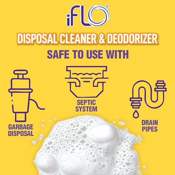 iFLO Foaming Garbage Disposal Cleaner Pods with iFLOBiotic – Powerful Garbage Disposal Foaming Action for Sink, Food Waste & Odor Removal – Disposal Cleaner Pods, 6 Pack