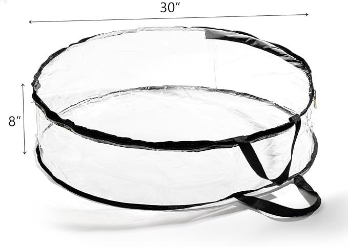 Hedume 2 Pack Wreath Storage Bag, 30" X 8" Clear Everyday Bag, Christmas Wreath Storage Container with Dual Zippered and Reinforced Handle for Holiday Seasonal Wreath Garland