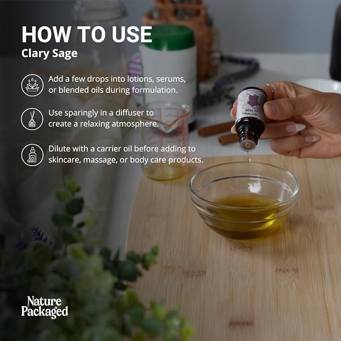 Clary Sage Essential Oil - Direct from France - Steam Distilled - Aceite de Salvia Esclarea for Aromatherapy, Massage, Diffuser, DIY Candle and Soap Making - 8oz