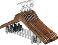 10 Pack Wooden Hangers with Clips High-Grade Wooden Suit Hangers Skirt Hangers with Clips S Wood Hanger with Durable Metal Clips for Blouse, Dress, Coat, Jacket (Vintage)