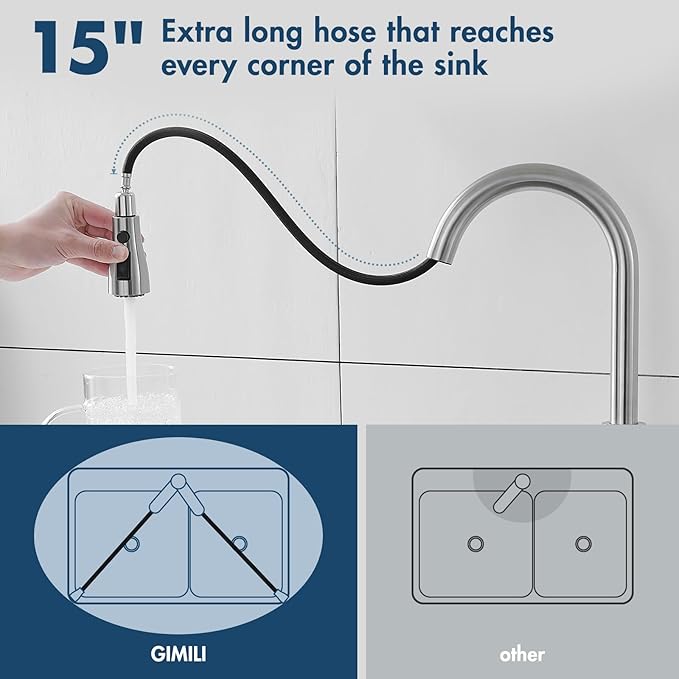 GIMILI Touchless Kitchen Faucet with Pull Down Sprayer Motion Sensor Hands-Free Smart Activated Brushed Nickel Sink Faucets