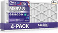 BNX TruFilter 14x30x1 Air Filter MERV 8 (4-Pack) - MADE IN USA – Dust & Pet Defense Electrostatic Pleated Air Conditioner HVAC AC Furnace Filters for Dust, Pet, Mold, Pollen MPR 600 – 700 & FPR 5