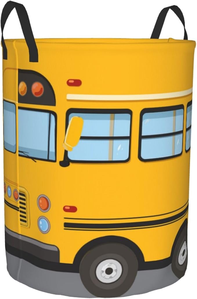 Bus Laundry Basket Storage Bin Foldable Laundry Hamper Clothes Storage Bucket Organizer 19.6x15.7 Inch For Laundry Room/Bedroom/Bathroom