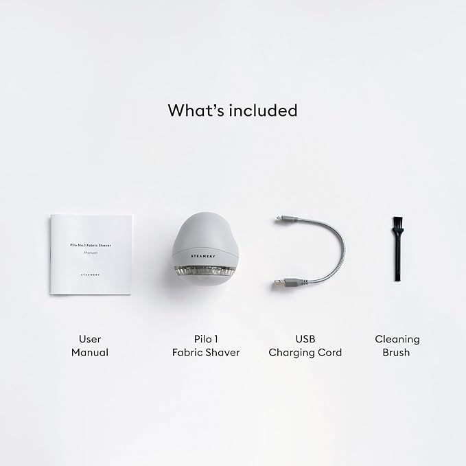 Steamery Fabric Shaver Pilo 1, Lint Remover for Pills and Bobbles, 5W, Portable, Rechargeable, Ergonomic, Scandinavian Design, Grey