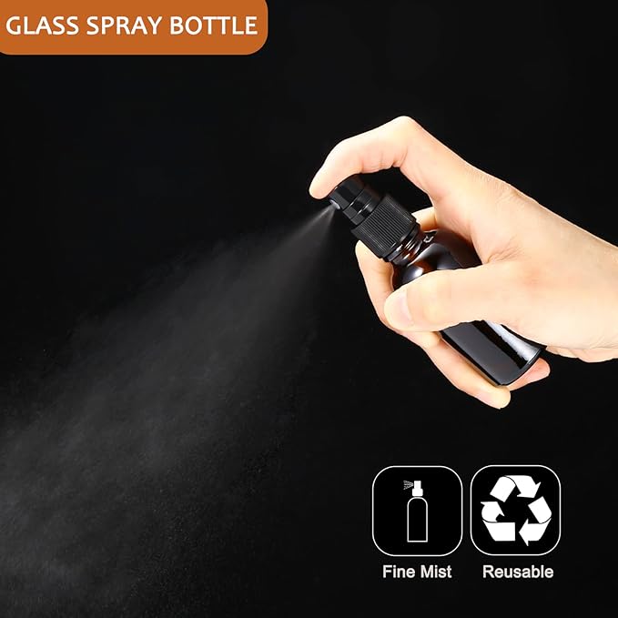 ALIFEIA 1 oz ml Amber Glass Spray Bottles,Small Empty Fine Mist Refillable Travel Spray Bottle for Cleaning,Perfume,Aromatherapy,Cosmetic Sprays,Hair,Essential Oils with Fine Mist Dispenser（6 Pack）