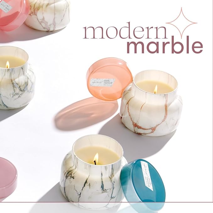 Capri Blue Modern Marble Jar Candles - Luxury Scented Candles for Home - Long Lasting Soy Wax Blend - Scented Home Decor Gifts - Honeydew Crush (8 oz)