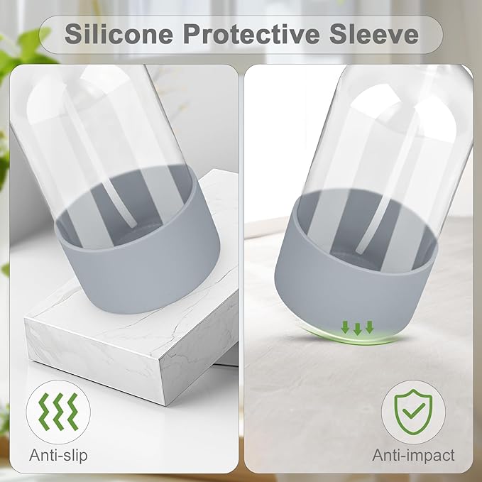 Worldgsb 2 Pack Glass Spray Bottles with Silicone Sleeve, 16 oz Empty Refillable Containers with Adjustable Spray Nozzles, Spray Bottles for Hair, Cleaning Solutions and Plants