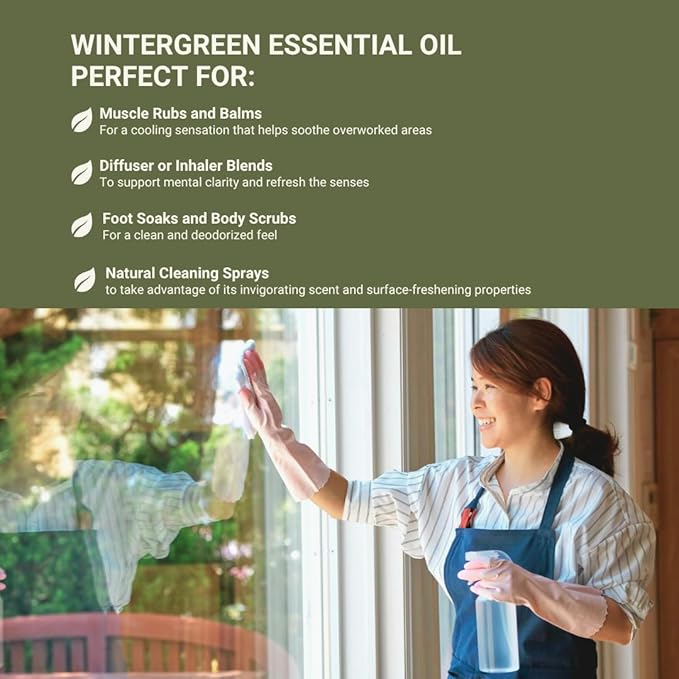 Wintergreen Essential Oil - Direct from Bio-Young Aromas China - Steam Distilled - Aceite de Gaulteria for Aromatherapy, Massage, Diffuser, DIY Candle and Soap Making - 2lbs