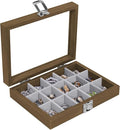 Stratalife Jewelry Organizer Box with 15 Detachable Slots Earring Holder for Women & Girls Velvet Lined Earring Storage Case Compact Jewelry Box for Earrings Rings and Charms Wood Gray