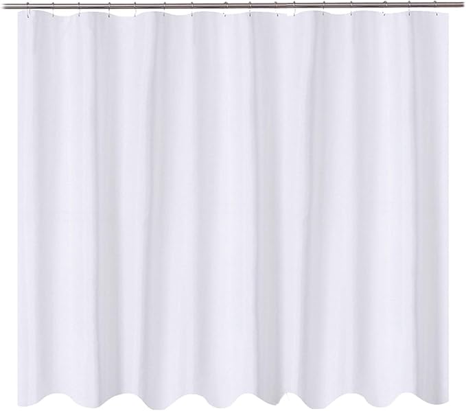 N&Y HOME Fabric Shower Curtain Liner Oversize 96 x 72 inches, Hotel Quality, Washable, Water Repellent, White Bathroom Curtains with Grommets, 96x72