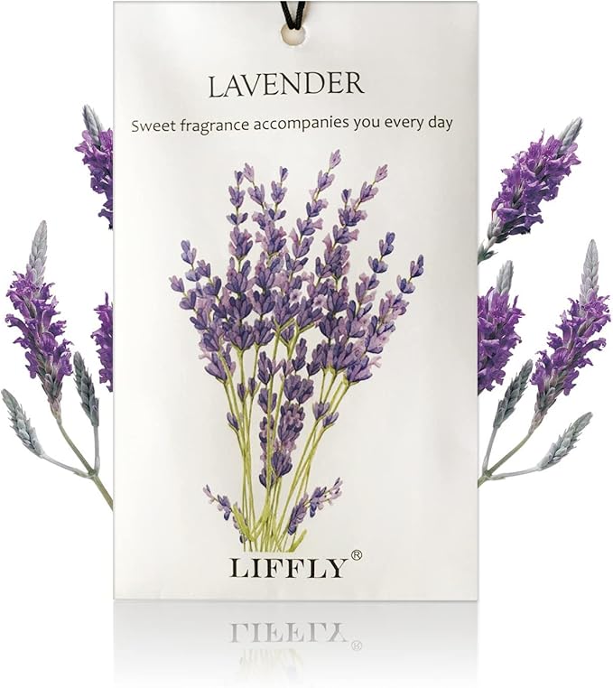 LIFFLY 14 Packs Scented Sachets for Drawers and Closets Lavender, Rose, Jasmine, Ocean, Vanilla, Sandalwood, Gardenia 7 Scent (Lavender)