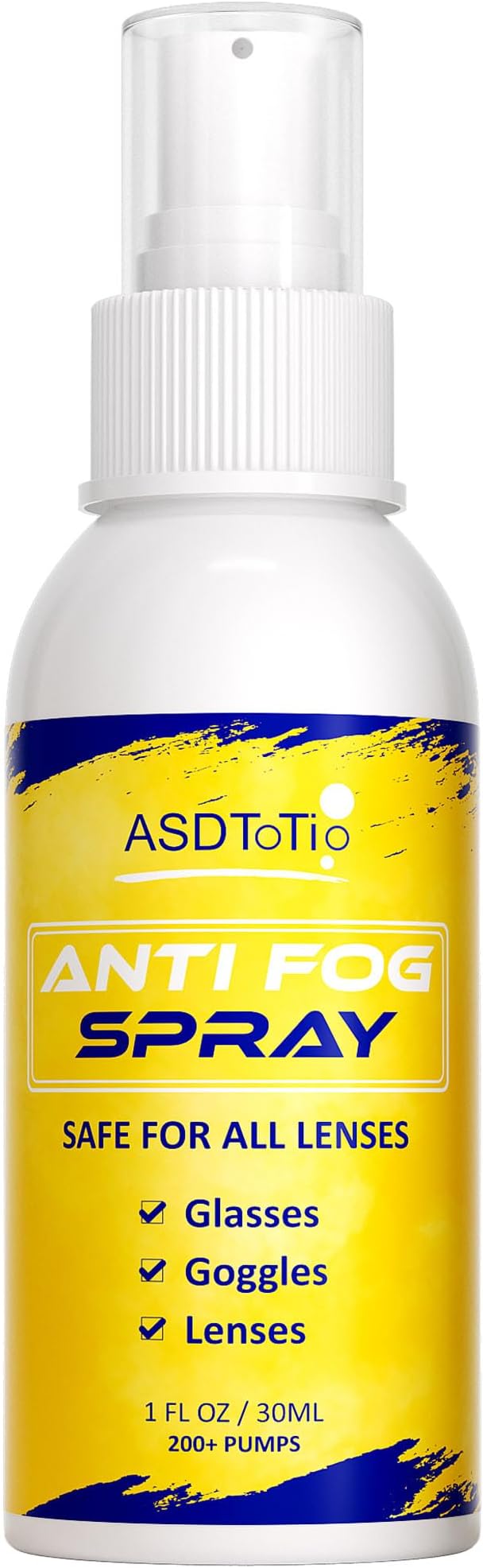 ASDToTio Anti-Fog Spray for Swim Goggles, Eye Glasses, Dive Mask, Rearview Mirror, and Safety Eyewear, Lens Cleaner Spray- Safe for All Lens Types, 1 Oz