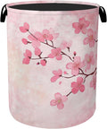 Pink Cherry Blossoms Laundry Basket - Extra Large Foldable Laundry Hamper for Bathroom/Laundry/Bedroom/Dorm, Washable Fabric Storage Bin with Handles