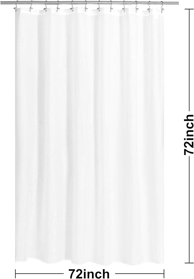 N&Y HOME Fabric Shower Curtain or Liner with Magnets - Soft Cloth Shower Liner with Hotel Quality, Machine Washable - White, 72x72