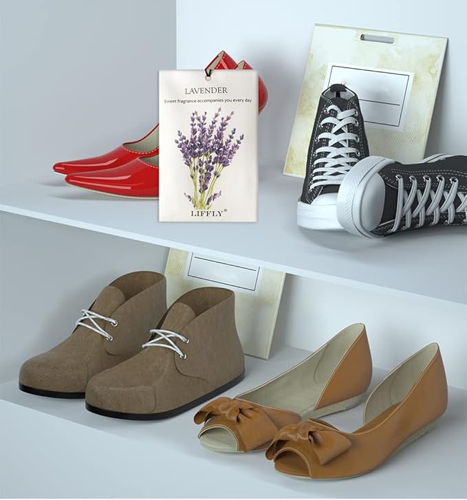 LIFFLY 14 Packs Scented Sachets for Drawers and Closets Lavender, Rose, Jasmine, Ocean, Vanilla, Sandalwood, Gardenia 7 Scent (Lavender)