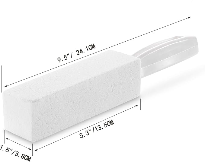 2 Pack Pumice Stone for Toilet Bowl Cleaning with Handle, Scouring Stick Remove Toilet Bowl Hard Water Rings, Calcium Buildup and Rust for Cleaning Toilet, Bathroom, Kitchen Sink, Grill (White)