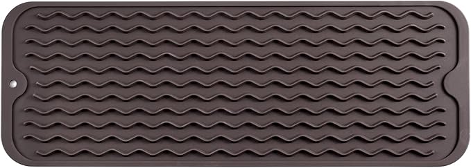 MicoYang Silicone Dish Drying Mat for Multiple Usage,Easy clean,Eco-friendly,Heat-resistant Silicone Mat for Kitchen Counter,Sink,Bar,Bottle,or Cup Coffee M 17 inches x 6 inches