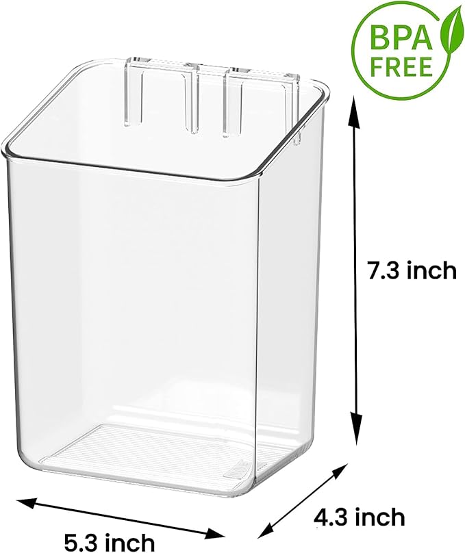 vacane 2-Pack Adhesive Cabinet Door Organizer, Transparent Plastic Storage Bins for Kitchen Bathroom Office, No Drill Hanging Basket, Space Saving Removable Holder-S