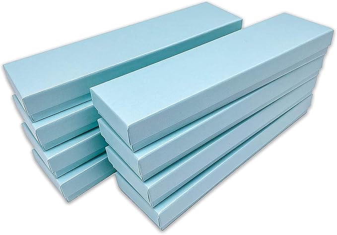 TheDisplayGuys - 25-Pack #82 Cotton Filled Cardboard Paper Jewelry Boxes Gift Case - Pearl Teal (8.0" x 2.0" x 1.0") - for Shipping or Storage