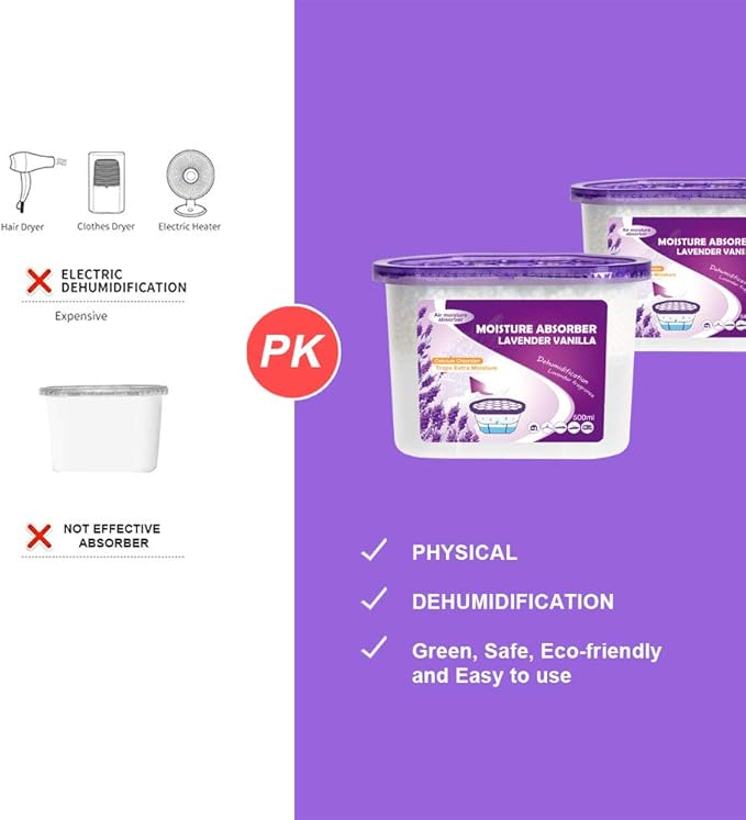 CANAGER Lavender Vanilla,Fresh Scent, Moisture Absorber Box,Odor Eliminator and Dehumidifier Boxes for Closet,Bedroom,Kitchen,Bathroom-6 Packs,Cups - Traps Moisture for Fresher, Cleaner Air