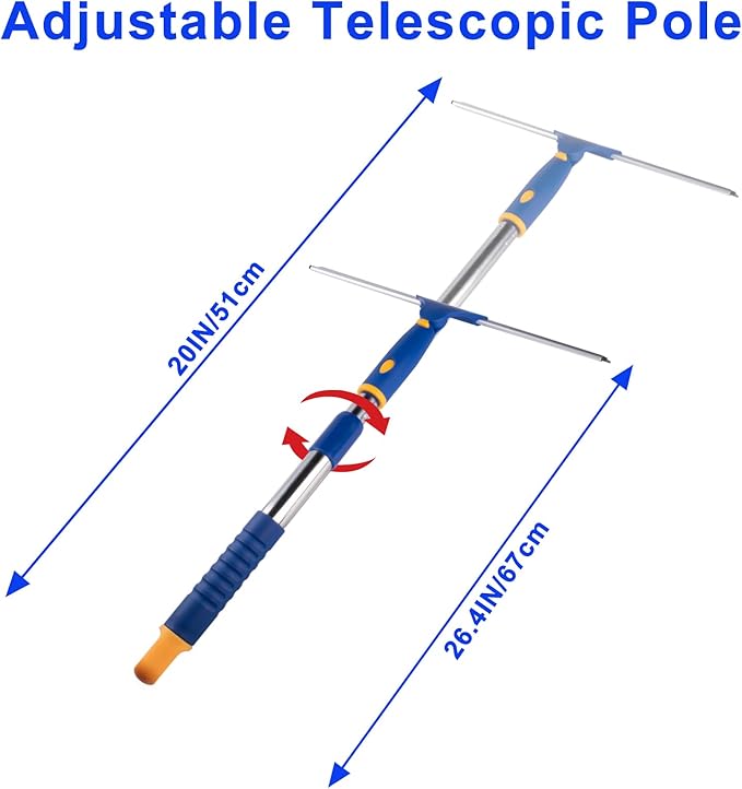 ITTAHO Shower Squeegee for Glass Doors, All-Purpose Extendable Window Squeegee with 2 Blades and Stainless Steel Pole, Window Cleaner Tool for Shower Doors, Windows, Bathroom and Car Windshields