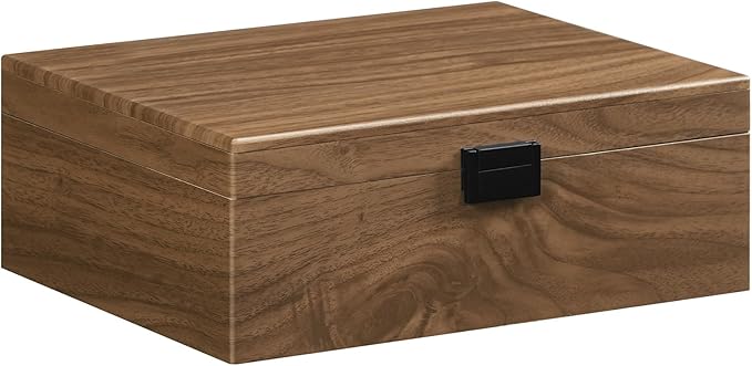 HOOBRO Wooden Jewelry Box for Women Girls, 2-Tier Jewelry Organizer with Removable Tray, Jewelry Storage Case with Clasp, for Necklace, Ring, Bracelet, Watch, Walnut BH29JB04