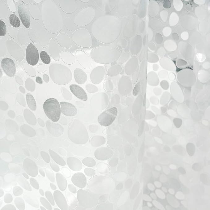 EurCross 12G EVA PVC Free Heavy Duty Shower Curtain Liner 72 x 72 inches with 3D Pebble Design, Thick Weighted Waterproof Plastic Clear Shower Curtain for Bathroom with Magnets,not Stiff