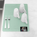 GORILLA GRIP 100% BPA-Free Patented Silicone Dish Drying Mat for Kitchen Counter, Water Catching Ribbed Design, Easy Clean Waterproof Sink Liner, Heat Resistant, Fits Under Rack, 12x16 Inch, Mint